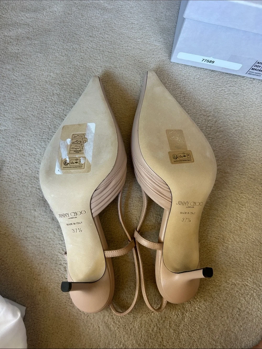 Jimmy Choo Blush Leather Pointed Slingback Pumps